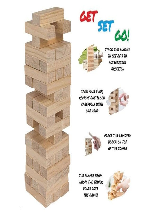 TVM Tumble Tower 54 Pcs, Stacking Backyard Game Wooden Block Indoor Outdoor Game, Ideal for Birthday Gift, Games for Kids & Families - Image 2